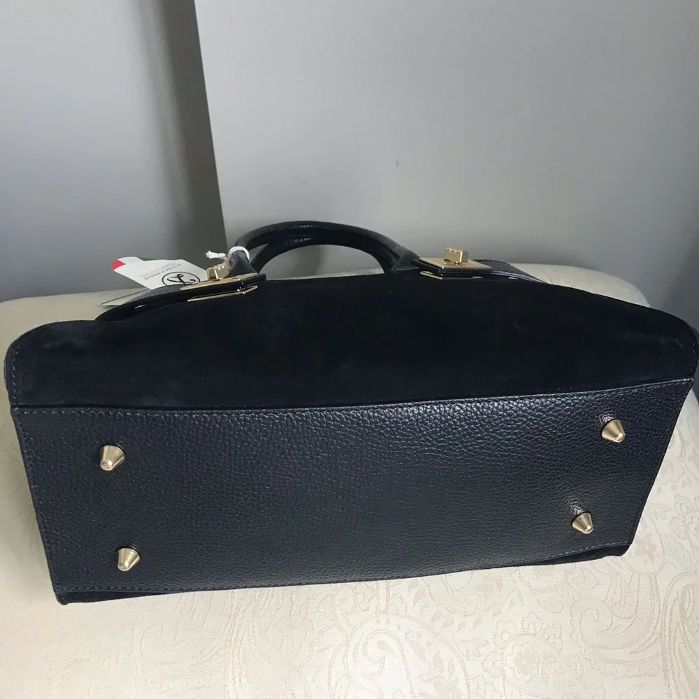 NWT Divina Firenze Suede & Leather Satchel with Structured Shape